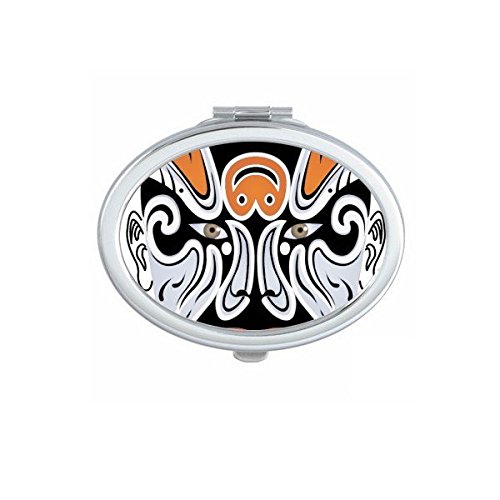 Miroir de poche opéra de Pékin format compact ovale pliable pour maquillage retouche