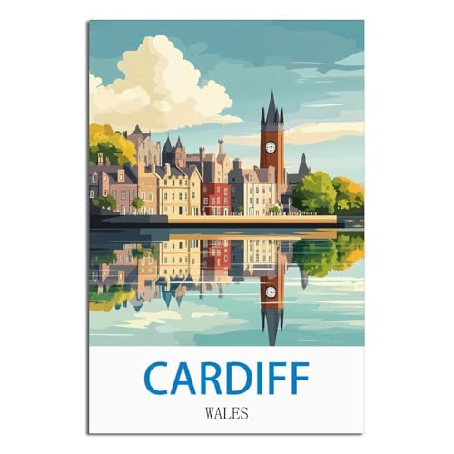 Affiche Cardiff pays de Galles vintage 50x75 cm en toile pour votre deco salon