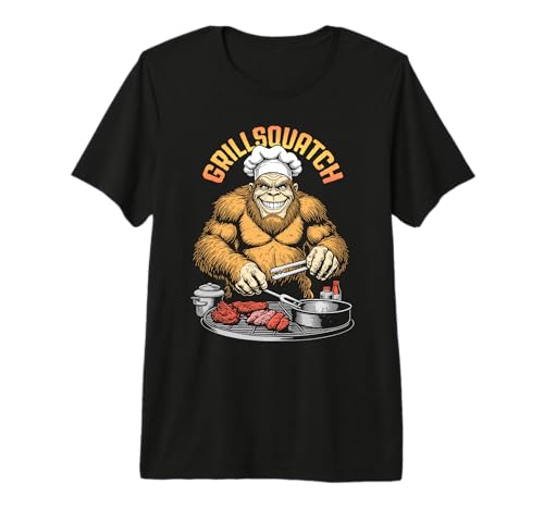 Bigfoot BBQ Grillsquatch Sasquatch Barbecue Grill Cook Chef Premium Tri-blend T-Shirt