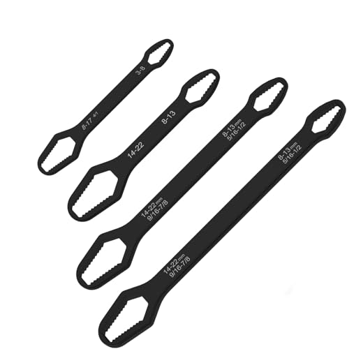 4PCS Universal Torx Wrench Double-Head Self-Tightening Wrench Adjustable Glasses Wrench for 3mm-22mm Nuts Multi-function Metal Wrench for Plumbing Repair Car Bicycle Home Engineering Repair