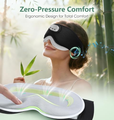 LC-dolida Bluetooth Sleep Eye Mask for Women Men Voice Control Bamboo Cotton Headphones - image 5
