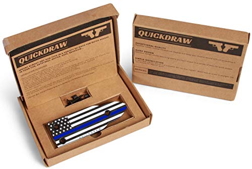 QuickDraw Magnetic Gun Mount for Vehicle Home Office 35lb Rated Gun Magnet Holder Holster Safety Rack Accessory HQ Rubber Coated Bullet Shaped Neodymium Magnet Handgun Firearm Pistol (Blue Line Flag) - Thumbnail 6