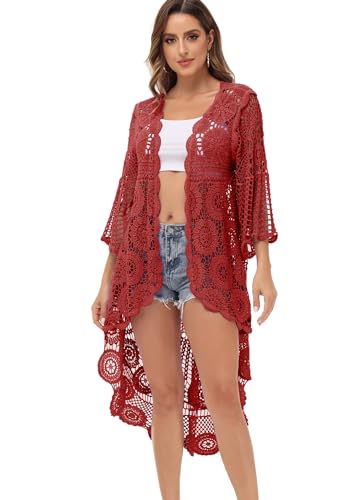 Anna-Kaci Women's Crochet Long Vest Boho Short...