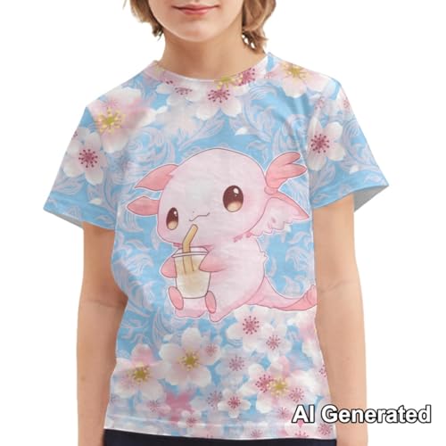 Image of Xhuibop Kids Tshirts Girls Boys 3-16 Years Summer Clothes for Teens Loose Fitting Tops