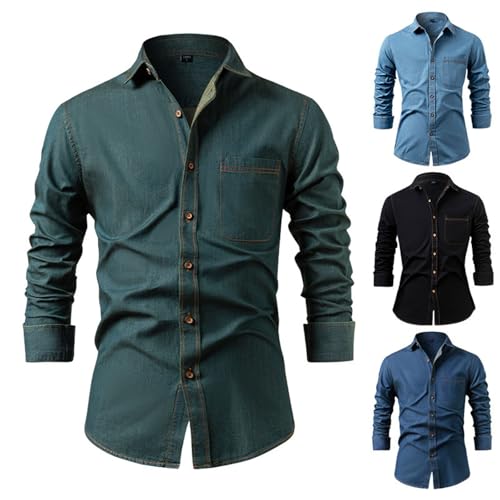 Chaqueta con bolsillo tipo camisa vaquera para hombre de algodón manga larga 2