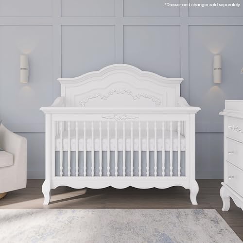 Image of Evolur Aurora 5-in-1 Convertible Full Size Baby Crib, Frost White