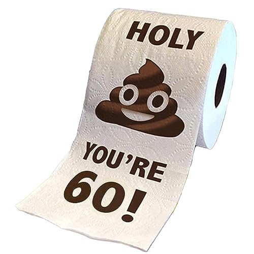 Funny Toilet Paper Roll Birthday Decoration, Happy Prank Toilet Paper, 30th-60th Birthday Gifts for Women Men Gift, 3 Layers for Families, Friends (60th Birthday)
