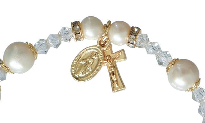 Sine Cera Freshwater Pearl 1 Decade Catholic Rosary Bracelet, 8mm Pearl Beads2