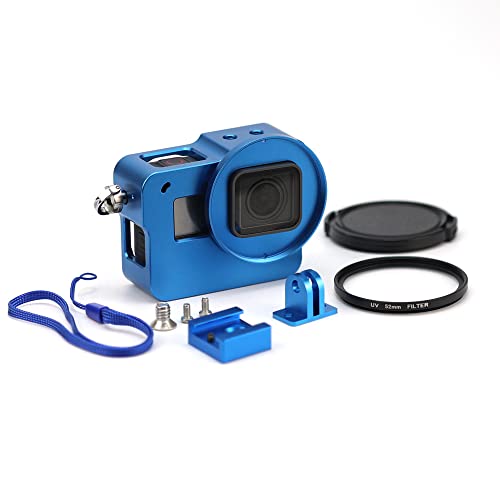 Accesorio GoPro Hero 5 y 6 tapa recargable de metal azul con protector de cristal UV GP416