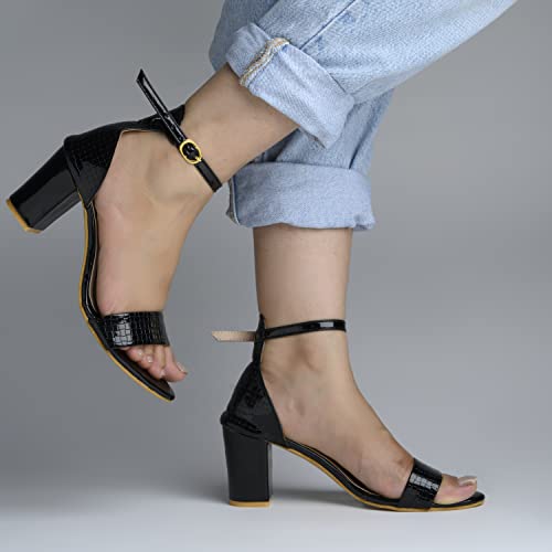 Image of Shoetopia Womens /Girls Woven Design Block Heels Sandals