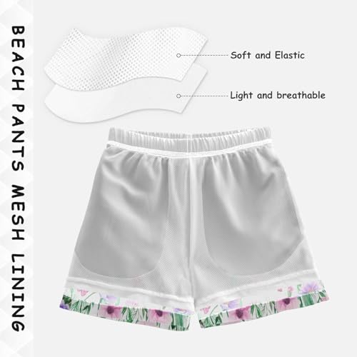 Swimming Clothes for Boys, Anti-Chafe Swim Trunks Boys 2 T, Watercolor Garden Wildflowers Butterflies4