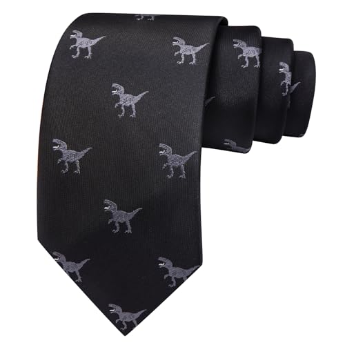 Image of Barry.Wang Man Tie Sets Skull Ties Animal Extra Long Necktie Silk Woven Handkerchief Cufflinks Festival Party Gift