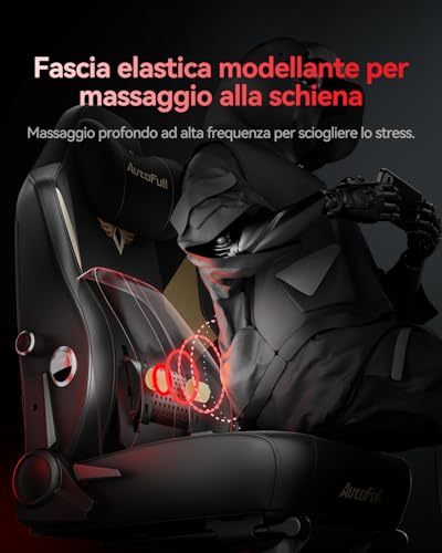 M6 Ultra Sedia Gaming, Sedia da Gaming Ergonomica con Massaggio, Ventilato e Riscaldato, Braccioli Regolabili 720°, Supporto Lombare Dinamico Automatico, Poggiapiedi Regolabile, Nero - Sedia gaming - Immagine 4