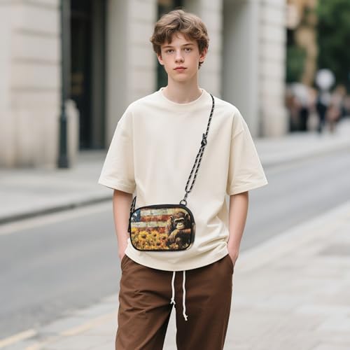 Sunflower Monkey America Crossbody Bags for Women Cell Phone Purses Women's Shoulder Handbags Wallet Purse with Adjustable Strap3