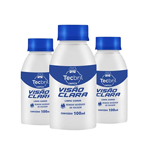 Limpa Vidros Para-brisa Janela Visão Clara 100ml Tecbril Antiembaçante - 3 Peças