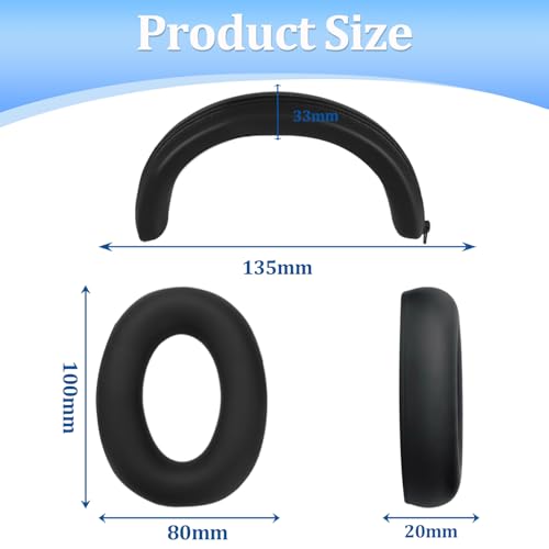 Funda para Baseus Inspire XH1, 2 juegos de cubiertas de silicona anti-sudor para orejas y protector para diadema, lavable y a prueba de rayaduras (negro) miniatura 4