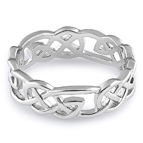 Sterling Silver High Polish Celtic Ring (5) #TOP3