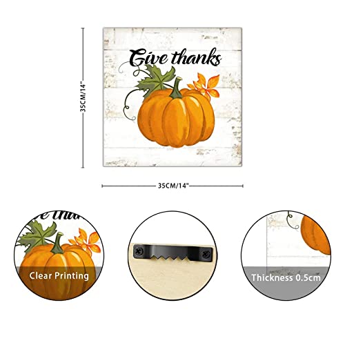 Plaque murale rétro bois citrouille automne 35cm - 3