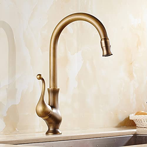 ZYCHSJXA Antique Bronze Kitchen faucets 360 Rotate Swivel Faucet Hot Cold Water Tap Mixer Sink