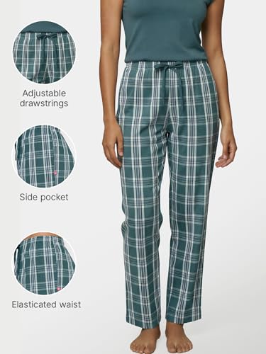 Image of Enamor Mid Rise Full Length Adjustable Drawstring Hangout Pant for Women - Relaxed Fit, Combed Cotton - E4A5