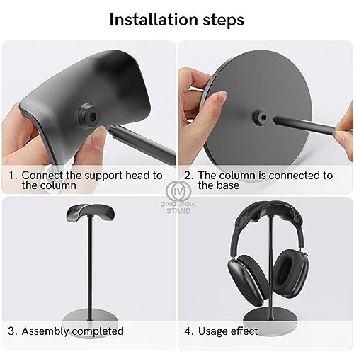Image of OIVO INDIA Black Headphone Stand Headset Holder with Aluminum Supporting Bar for All Headphones Size