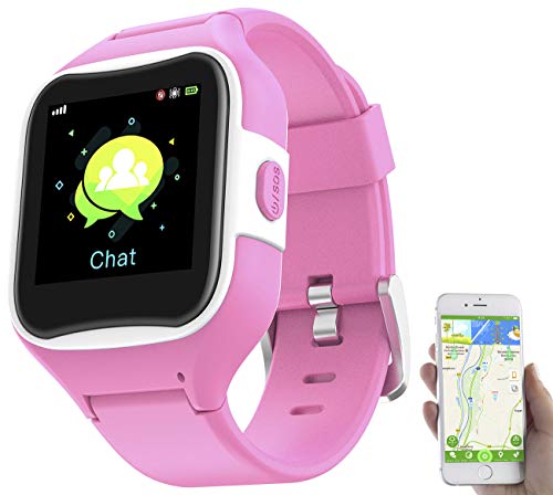 Kinderuhr: Kinder-Smartwatch mit GPS-/GSM-/WiFi-Tracking, SOS-Taste, rosa, IP65 (GPS Uhren Kinder)