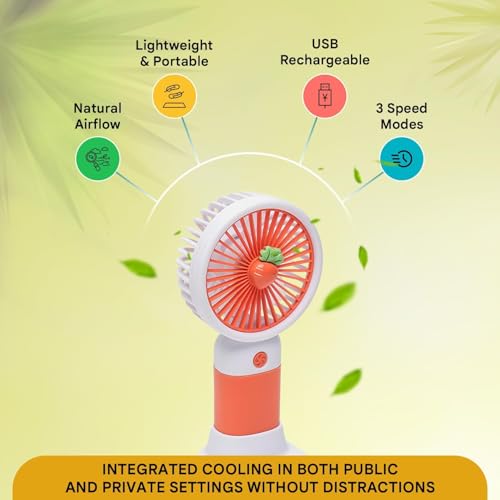 Image of EDNITA Mini Portable Hand Fan USB Type C Rechargeable Single Speed Personal Cooling Fan, Handheld Small Desk Fan with Stand, Battery Operated for Office, Home, Travel & Outdoor Use - Multicolor-2