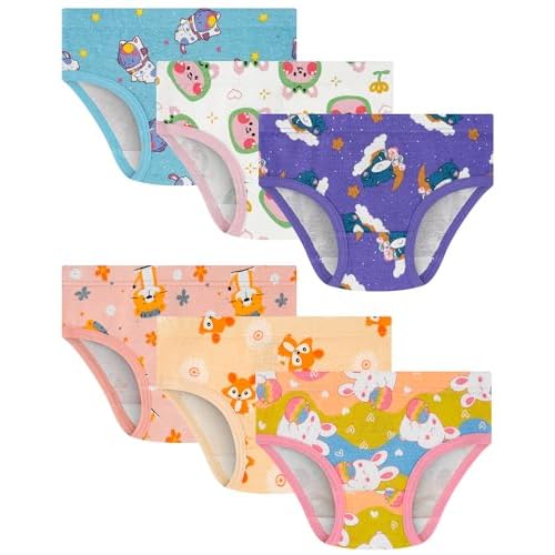 JAHSIYI 100% Cotton Girls Underwear Tagless 6-Pack 18-24M