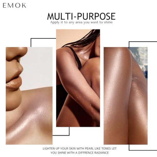 EMOK Face Highlighter, Bronzer & Illuminator | Silky Smooth Texture | Eye Makeup Glitter Eyeshadow Metallic | Blendable & Long Lasting | Blinding Glow,Loose Glitter Pearl (BABY... - Image 5