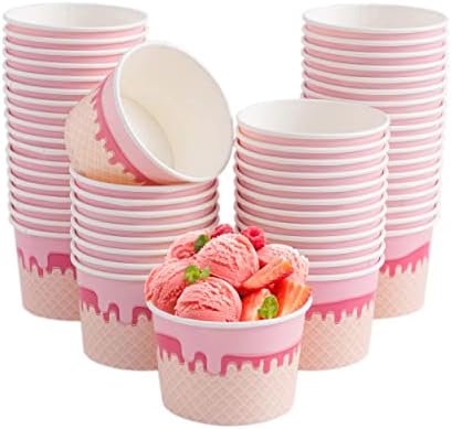 shangxi 8 oz Ice Cream Bowls Disposable - 100 Count, Paper Ice Cream Sundae Cups, Dessert Bowls for Snack, Yogurt, Soup, Party Supplies Food Containers