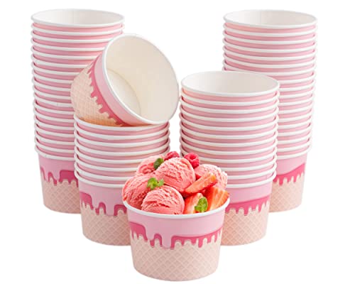 shangxi 8 oz Ice Cream Bowls Disposable - 100 Count, Paper Ice Cream Sundae Cups, Dessert Bowls for Snack, Yogurt, Soup, Party Supplies Food Containers