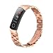 Produktbild Für Huawei Honor 4 Armband,Colorful Edelstahl uhrenarmband ersatzarmband Handgelenk Strap Band mit Metallschnalle für Huawei Honor 4, Armbandlänge 5.3"-8.8" (Roségold)