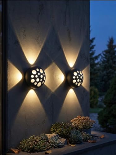 Image of Groeien Pack of 2 | 7 Watts Waterproof LED Round Dome Shape Four Way Indoor Outdoor Exterior Wall Light(Dome-Fourway, 2, Count)
