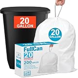 20 Gallon 200 Count Heavy Duty 1.2 Mil THICK Compatible with Glad 20 Gallon Trash Can Trash Bags with Reinforced Drawstring Tear & Leak Resistant Drawstring Garbage Liners