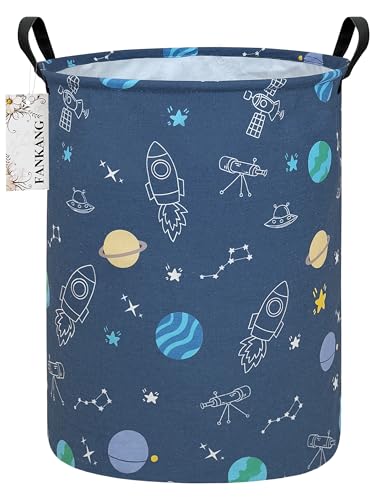 Image of FANKANG Storage Basket, Nursery Hamper Canvas Laundry Basket Foldable with Waterproof PE Coating Large Storage Baskets for Kids Boys and Girls, Office, Bedroom, Clothes,Toys（Colorful Space ）