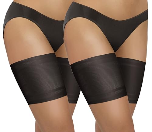 sesto senso 2 Paires Bandes de Cuisses Sport Protège-Cuisse Élastiques Antidérapantes en Silicone – Lisses Confortables et Invisibles sous les Vêtements Noir 65-70 L