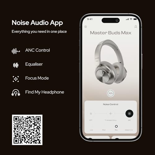 Image of Noise Master Buds Max, Sound by Bose Wireless Over-Ear Headphones, Adaptive ANC, LHDC 5.0, Immersive Spatial Audio,Upto 60H Playtime, Fast Pairing, Wear Detection(Titanium)