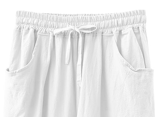 Linen Pants Women Wide Leg, Summer Casual High Waisted Pants with Pockets — view 6
