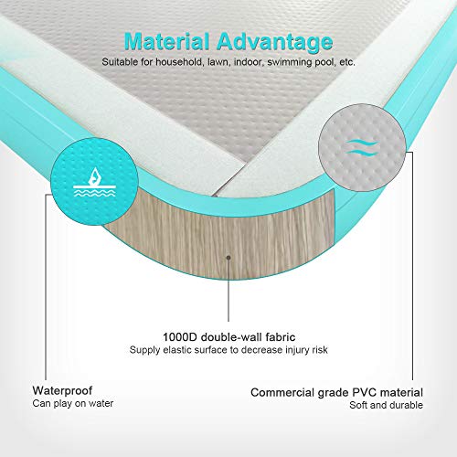 Ibigbean Tumble Track Spring Floor Home Gymnastics Training Mat For Home Use,Beach, Park And Water(20'X3.3'X4''Iceblue) #TOP2