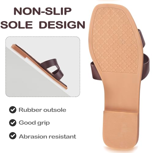 Image of Sandals for Women Dressy Comfortable Flat Open Toe Casual Wide Width Cute Trendy Shoes Soft Leather Slip On Ladies Slides for Summer 2026