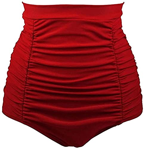 XinYiC Retro gerüschter Stil Damen High Waist Bikini Badeanzug Bottom Swim Badeshorts Bademode Rot - XL Cover