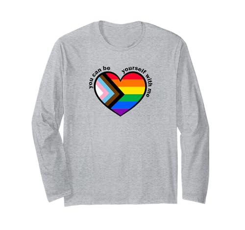 Proud LGBTQ Ally Rainbow Equality Heart Flag Manga Larga