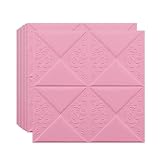 HAILM 3D Peel y Stick Wallpaper, Paneles Pared 3D, Espuma PE Impermeable Autoadhesiva, Paneles Acústicos para Dormitorio/Sala Estar/Cocina y Decoración Hogar, 10 Pack,Rosado