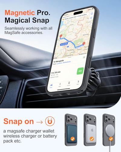 Image of Magnetic for iPhone 17 Pro Max Case,Shockproof Matte Cover,Grey | with Screen Protector,Compatible with MagSafe,Military Grade Drop Protection,Full Camera Protection,Non-Slip Design Case