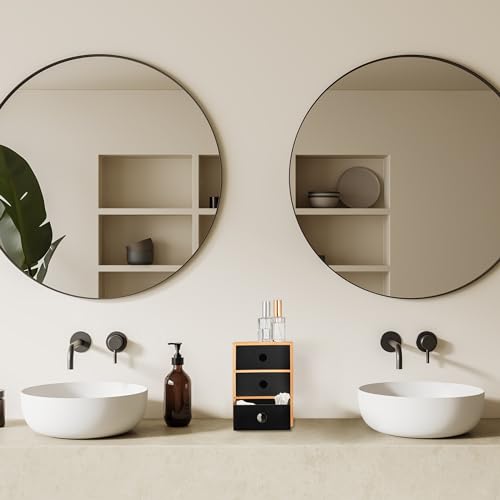 Relaxdays-Organizer-da-Scrivania-3-Cassetti-bambu-e-MDF-HLP-21x15x20-cm-Portapenne-Tavolo-Ufficio-Naturale-Nero-Fibra-di-Legno