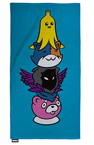 Fortnite Official Towel | Peely, Meowscles, Raven and Cuddle Team Leader Design | Super Soft 100% Cotton | Perfect for The Home, Beach & Swimming Pool 140 x 70cm,