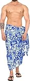 LA LEELA Men's Beach Wrap Sarong Cover Ups Swimsuit Tie Lungi One Size Blue_F330