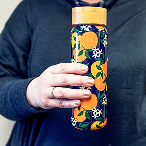 Steel Mill & Co Stainless Steel Insulated Water Bottle, 17 Oz Travel Tumbler With Lid, Cute Floral Reusable Metal Water Bottles, Orange Blossom #TOP4