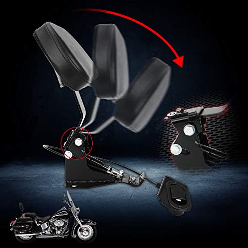 Black Adjustable Driver Backrest Kit,Back rest Pad w/Heavy Duty Mount for HarleyTouring Road King Electra Glide CVO 2009-2019