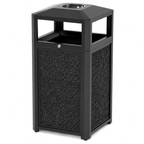 Image of Commercial Trash Can,Heavy Duty Brushed Finish Garbage Bin, Fingerprint-Resistant Large Indoor Outdoor Trash Can for Office, Hotel Lobby, Conference Hall (40-Gallon-Black)